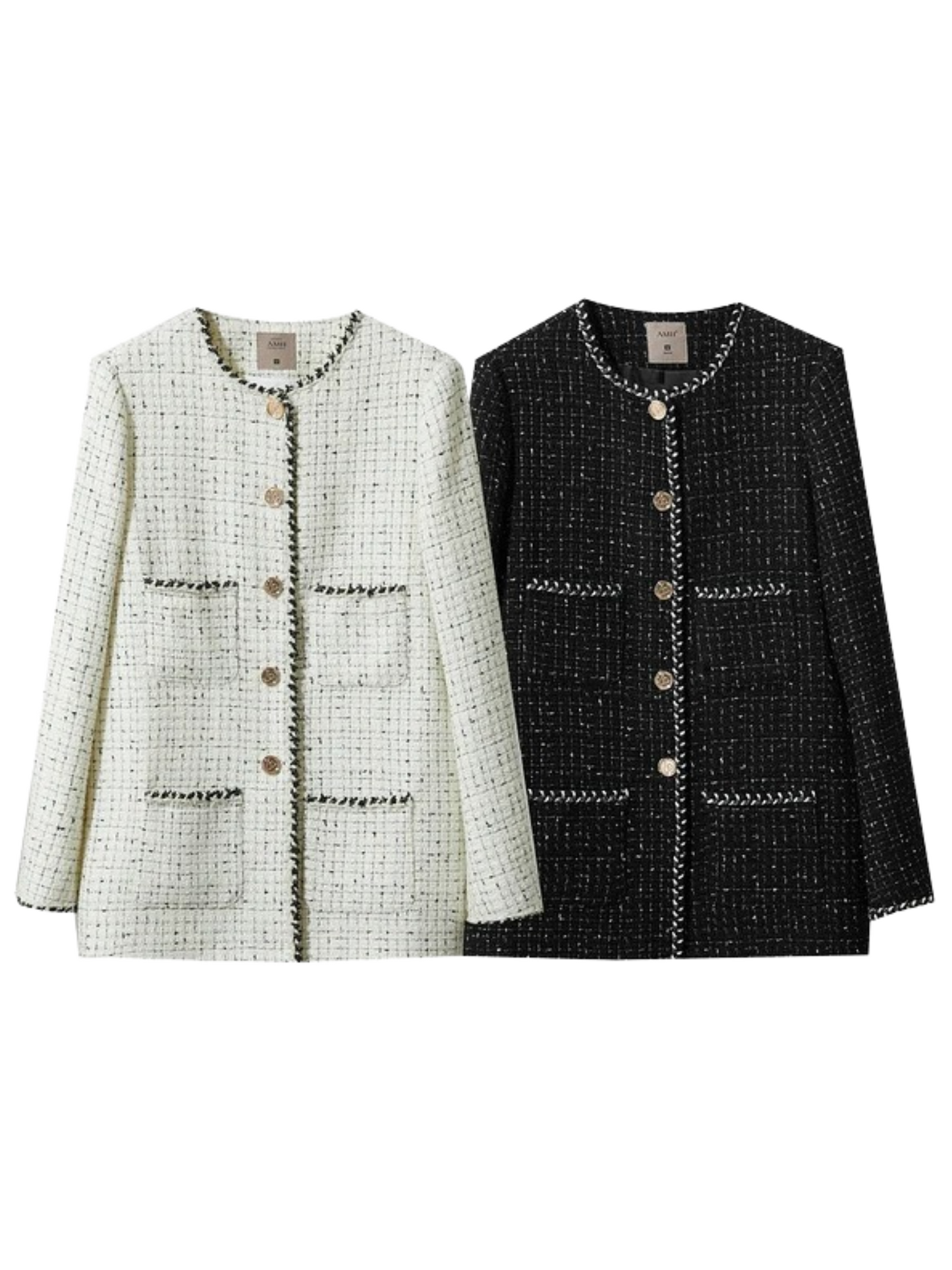Wolljacke aus Tweed mit Riemchendetails