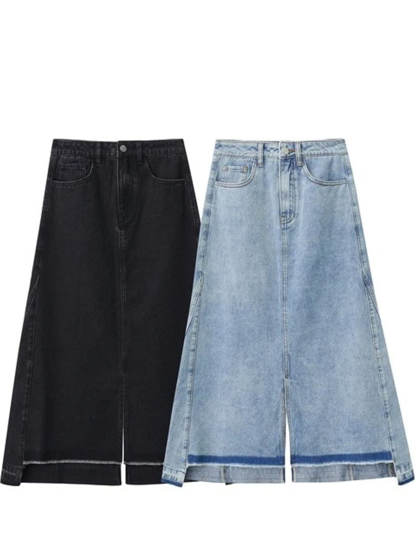 A-Linien Jeansrock mit gerissenem Saum