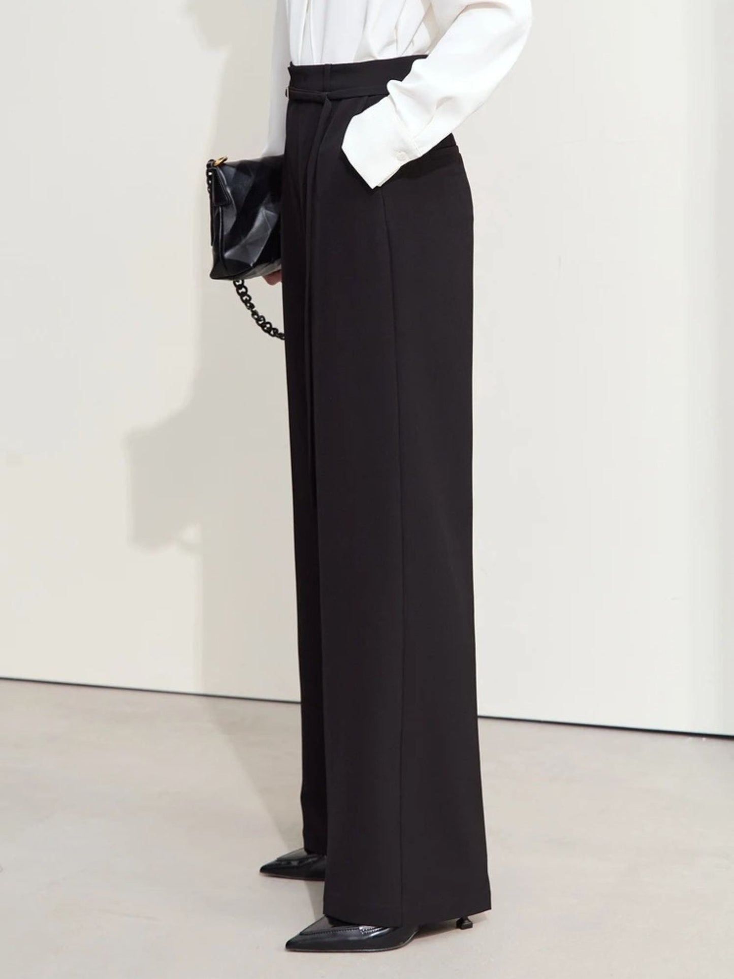 Loser Blazer- und hoch taillierte Weite-Hose Set