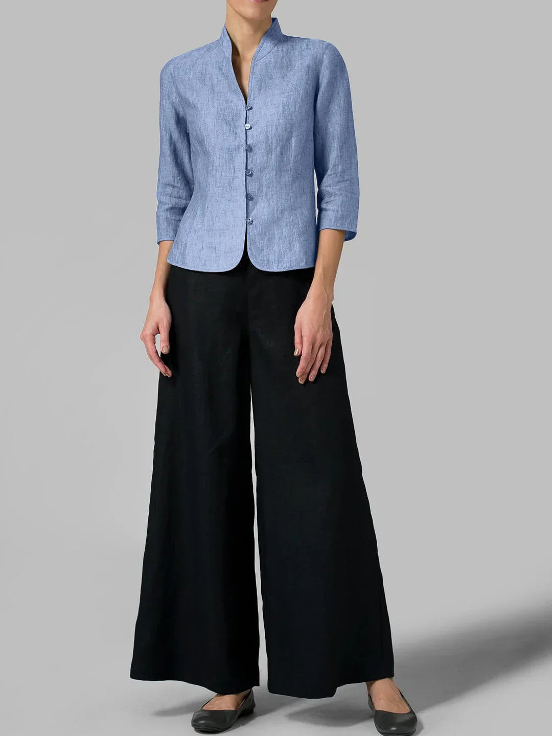 Brynna | Damenbluse Hochwertiger Chambray, Dreiviertelärmel 2