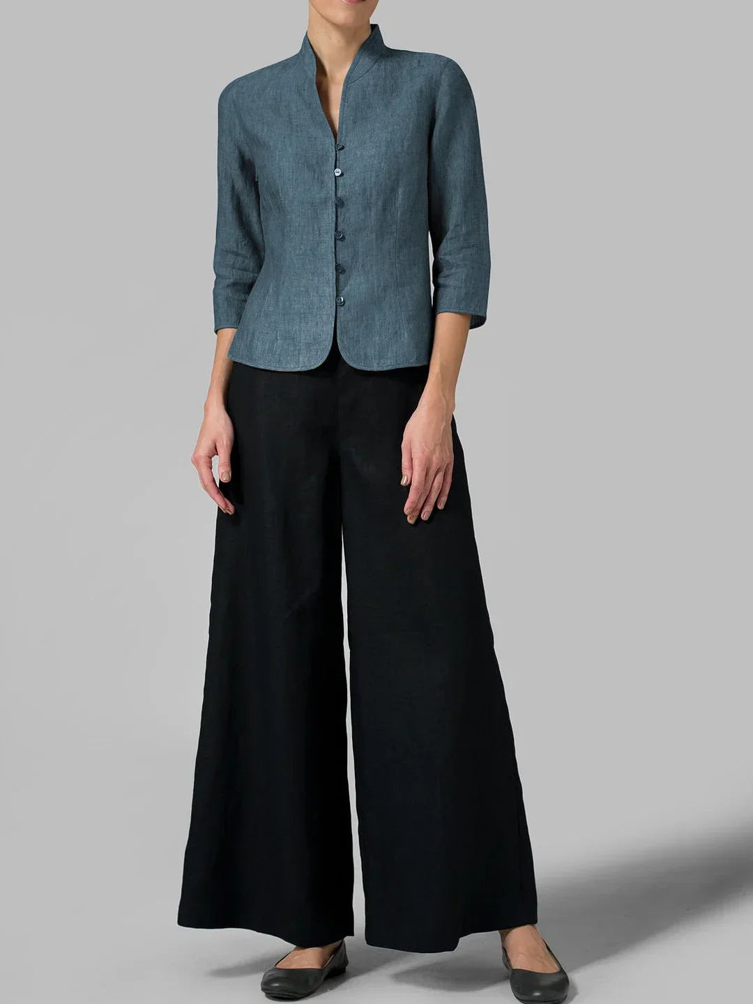 Brynna | Damenbluse Hochwertiger Chambray, Dreiviertelärmel 3
