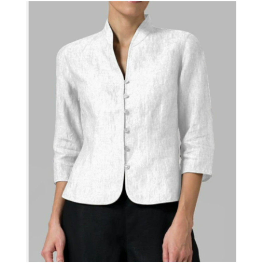 Brynna | Damenbluse Hochwertiger Chambray, Dreiviertelärmel 7