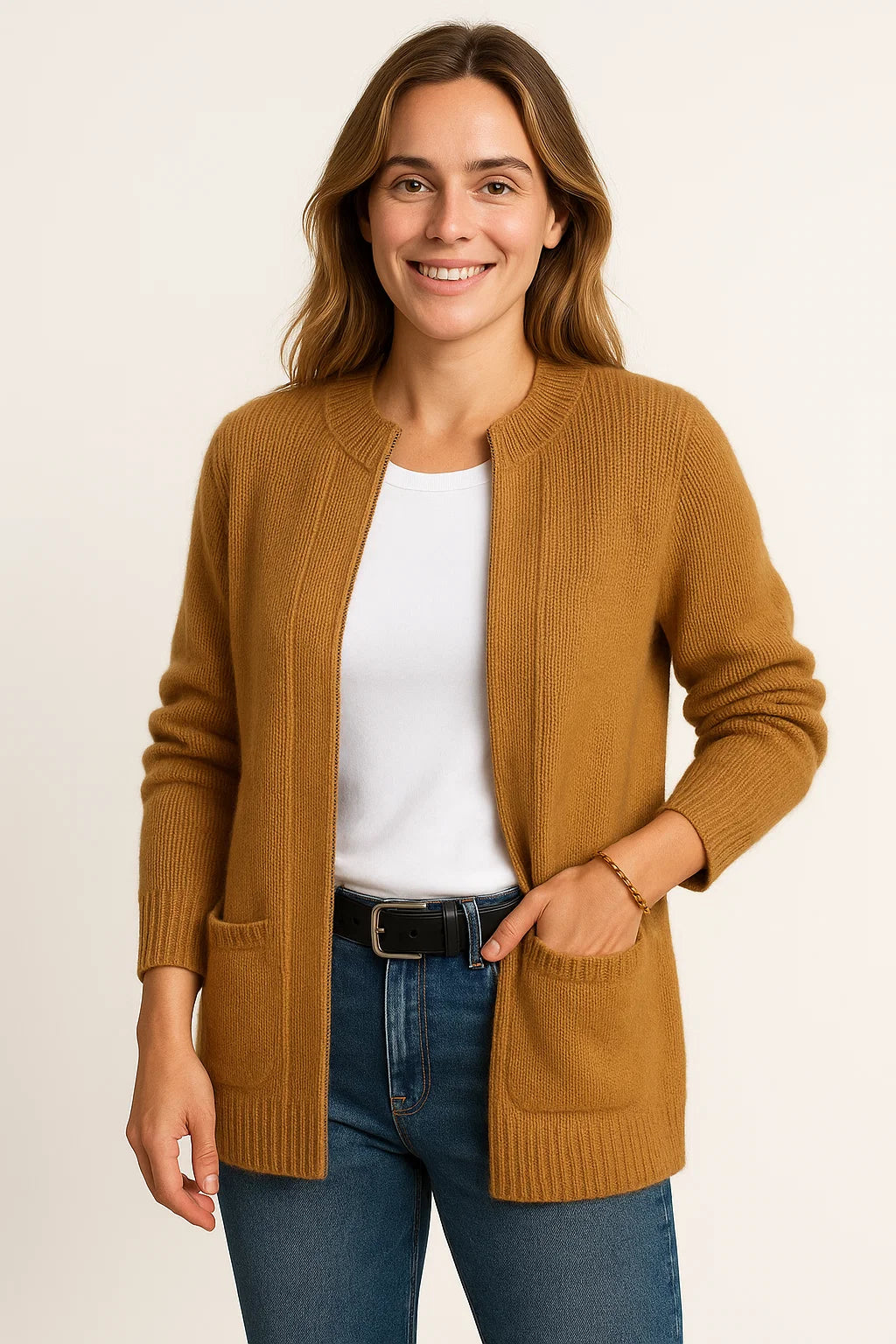 Damen Strickjacke mit Reißverschluss – Graue Cardigan in Lässiger Passform, Rundhalsausschnitt, Größen S bis 5XL 2
