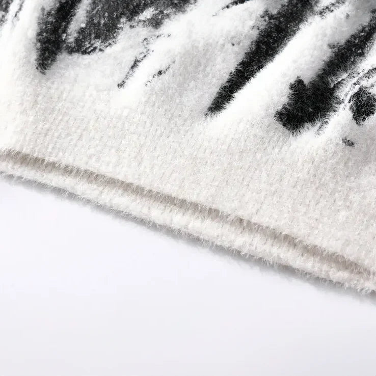 Designer-Strickpullover mit abstraktem Muster – Weicher, lässiger Rundhals-Pullover in Grau 4