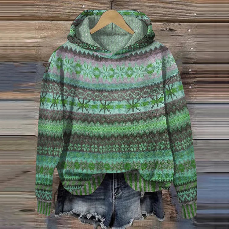 Ethnischer Damenpullover mit Kapuze – Warmer, bequemer Strickpullover für jede Jahreszeit, schmeichelhafte Passform und einzigartige Texturen 2