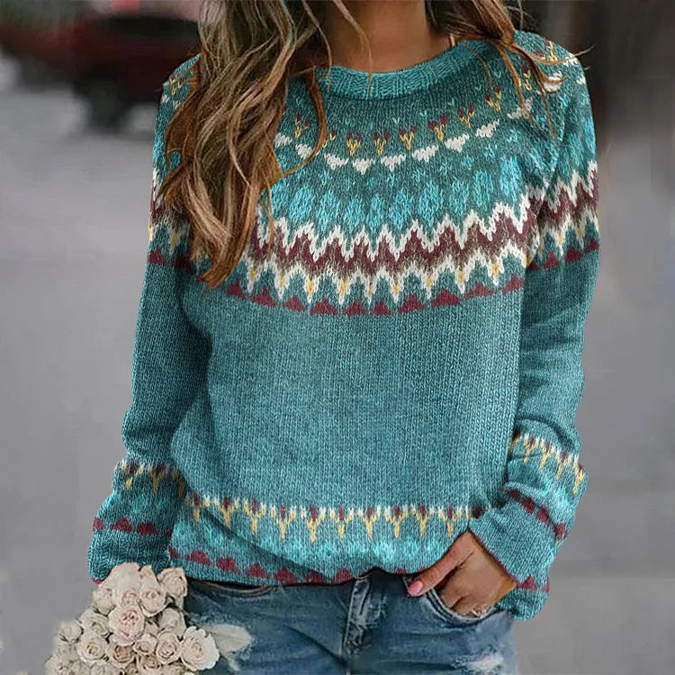 Retro-Pullover mit Wellenmuster – Gemütlicher Strickpullover für jede Jahreszeit 0