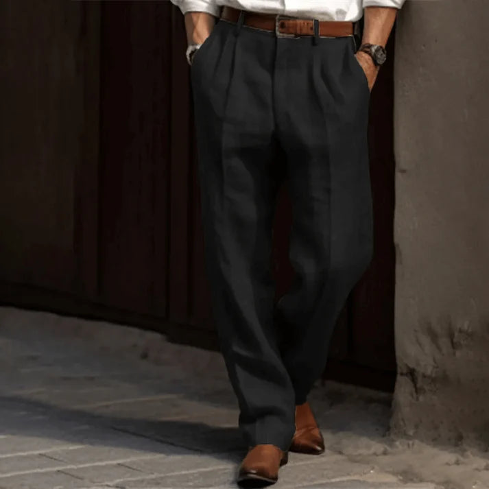 Schwarze Anzughose Herren mit Nadelstreifen – Bequeme Baggy Passform für elegante Anlässe 2
