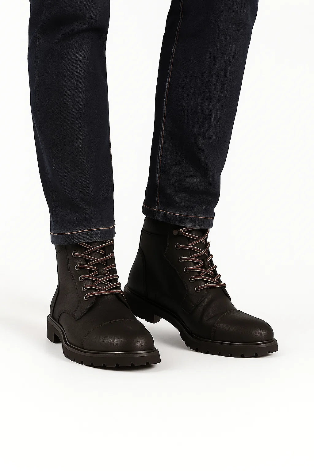 Schwarze Herren Stiefeletten aus PU-Leder mit Gepolstertem Kragen und Schnürverschluss – Bequeme Stiefeletten für Alltag und Freizeit 1