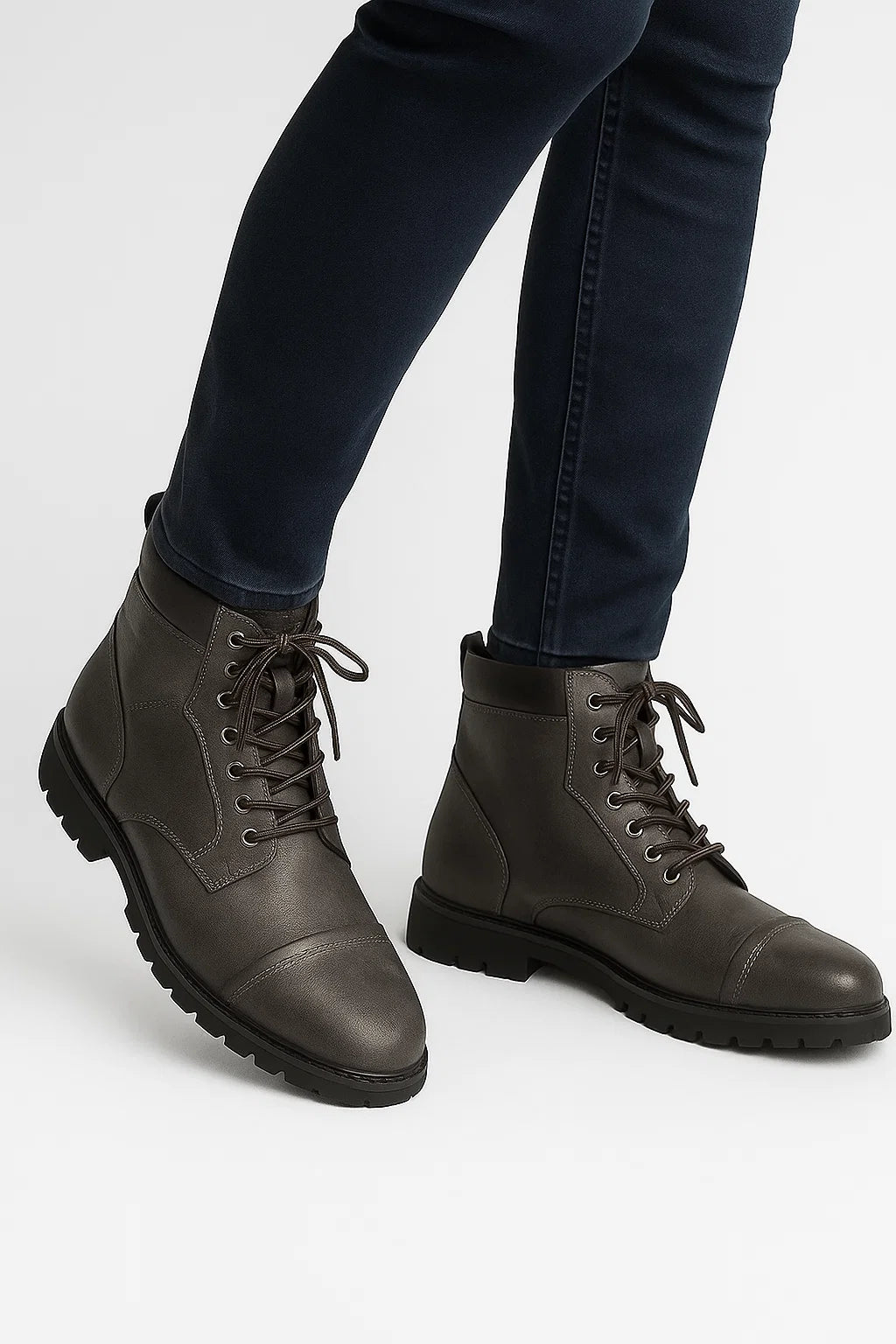 Schwarze Herren Stiefeletten aus PU-Leder mit Gepolstertem Kragen und Schnürverschluss – Bequeme Stiefeletten für Alltag und Freizeit 5