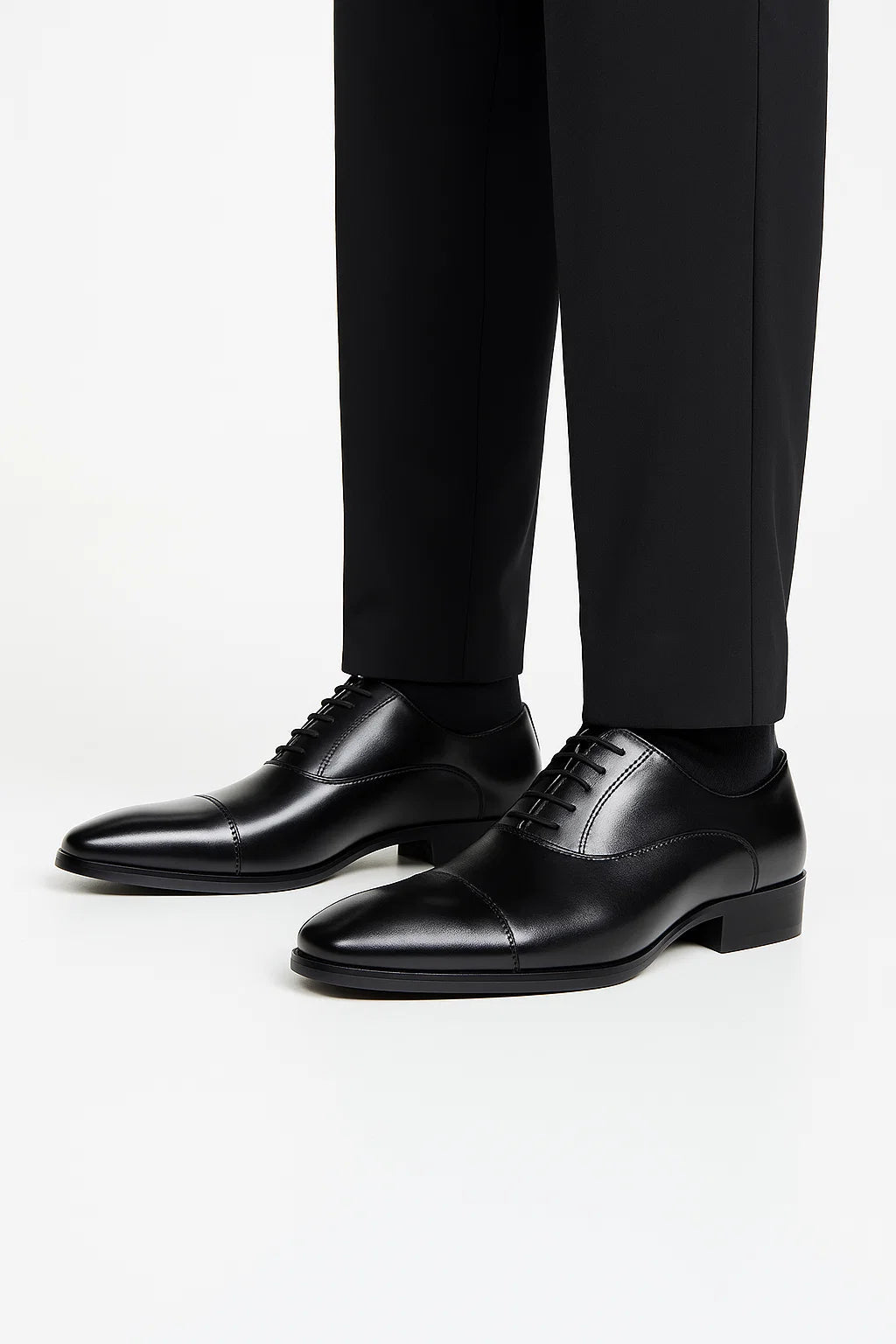 Schwarze Leder Derby Schuhe für Herren – Elegante Business- und Hochzeitskleidung mit maßgeschneiderter Passform 0