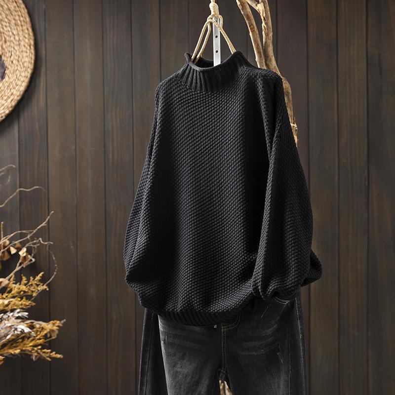 Strickpullover Damen aus Wolle und Baumwolle – Bequem und Elegant für Wintertage, Lockerer Schnitt, Rundhalsausschnitt, Größen S-3XL 1
