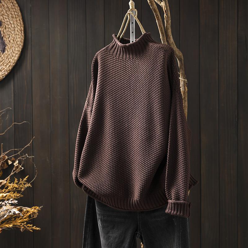 Strickpullover Damen aus Wolle und Baumwolle – Bequem und Elegant für Wintertage, Lockerer Schnitt, Rundhalsausschnitt, Größen S-3XL 2