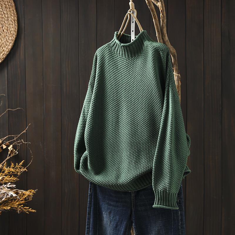 Strickpullover Damen aus Wolle und Baumwolle – Bequem und Elegant für Wintertage, Lockerer Schnitt, Rundhalsausschnitt, Größen S-3XL 3