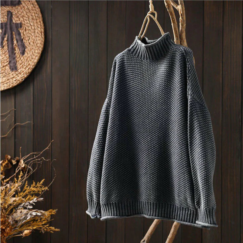 Strickpullover Damen aus Wolle und Baumwolle – Bequem und Elegant für Wintertage, Lockerer Schnitt, Rundhalsausschnitt, Größen S-3XL 4