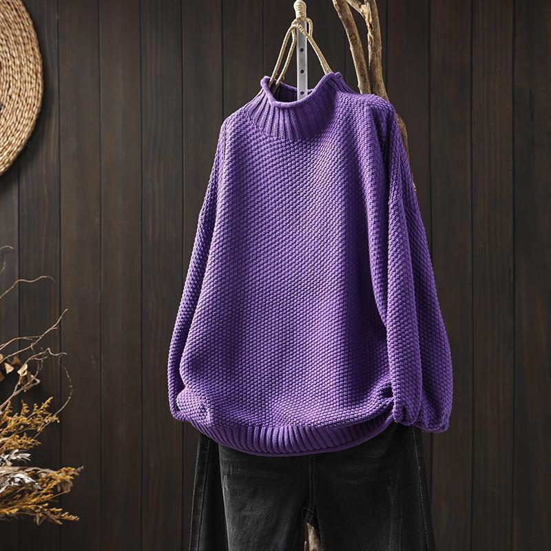 Strickpullover Damen aus Wolle und Baumwolle – Bequem und Elegant für Wintertage, Lockerer Schnitt, Rundhalsausschnitt, Größen S-3XL 5