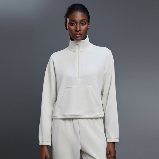 Gigi Mode Half-Zip Sweatshirt mit Kordelzugsaum