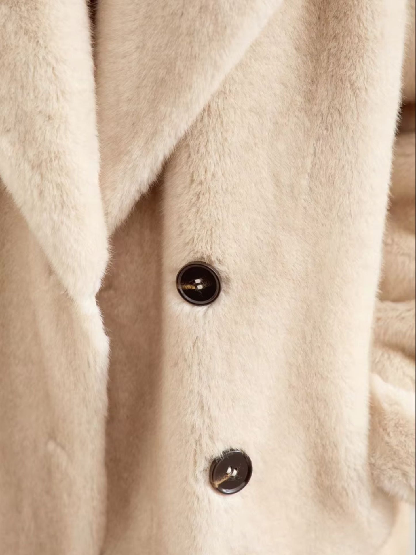 Fellimitatinierte Doppelreihige Winterjacke mit Umlegekragen