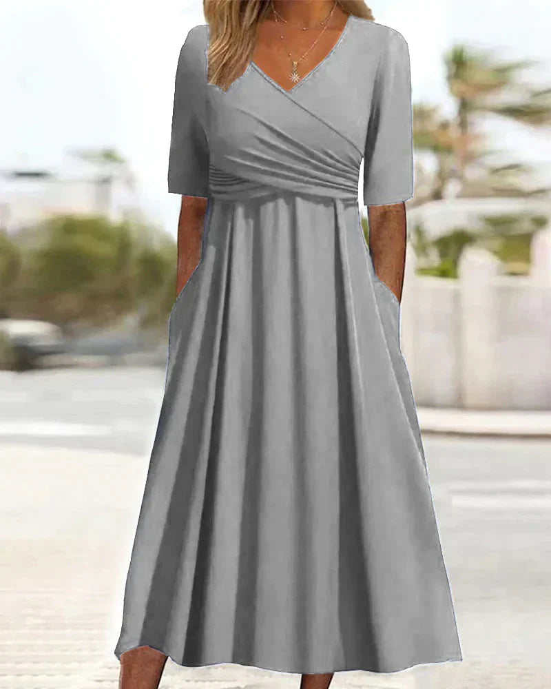 Alloura | Patchwork-Design, V-Ausschnitt, kurze Ärmel Kleid 3