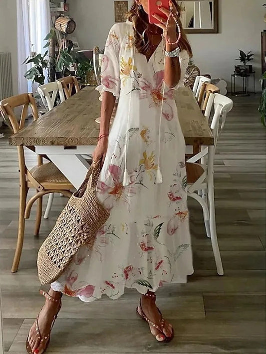 Bettina | Maxikleid Sommer Leicht und Atmungsaktiv, Bohème Stil 0
