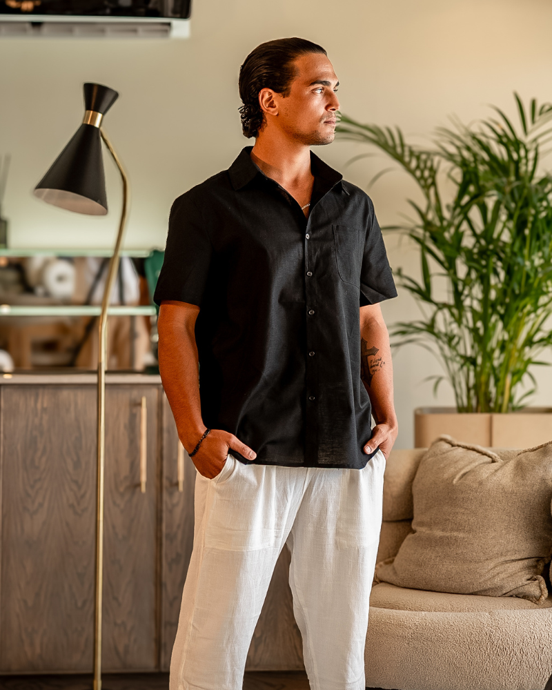 Clever Men's Linen Shirt | Short Sleeve, Breathable Summer Style 1