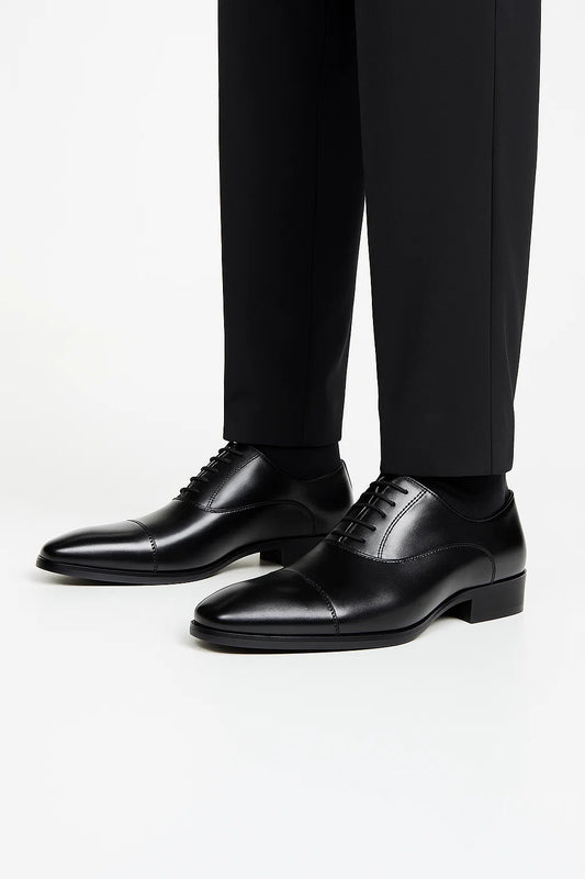 Schwarze Leder Derby Schuhe für Herren – Elegante Business- und Hochzeitskleidung mit maßgeschneiderter Passform 0